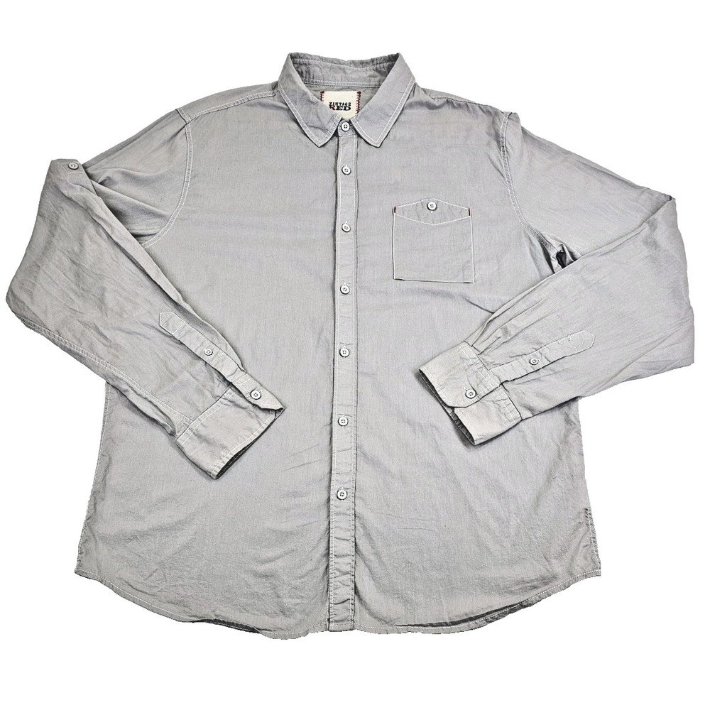 Vintage Red mens XL Grey Soft Cotton Stylish Dress Shirt Comfortable Roll Tab